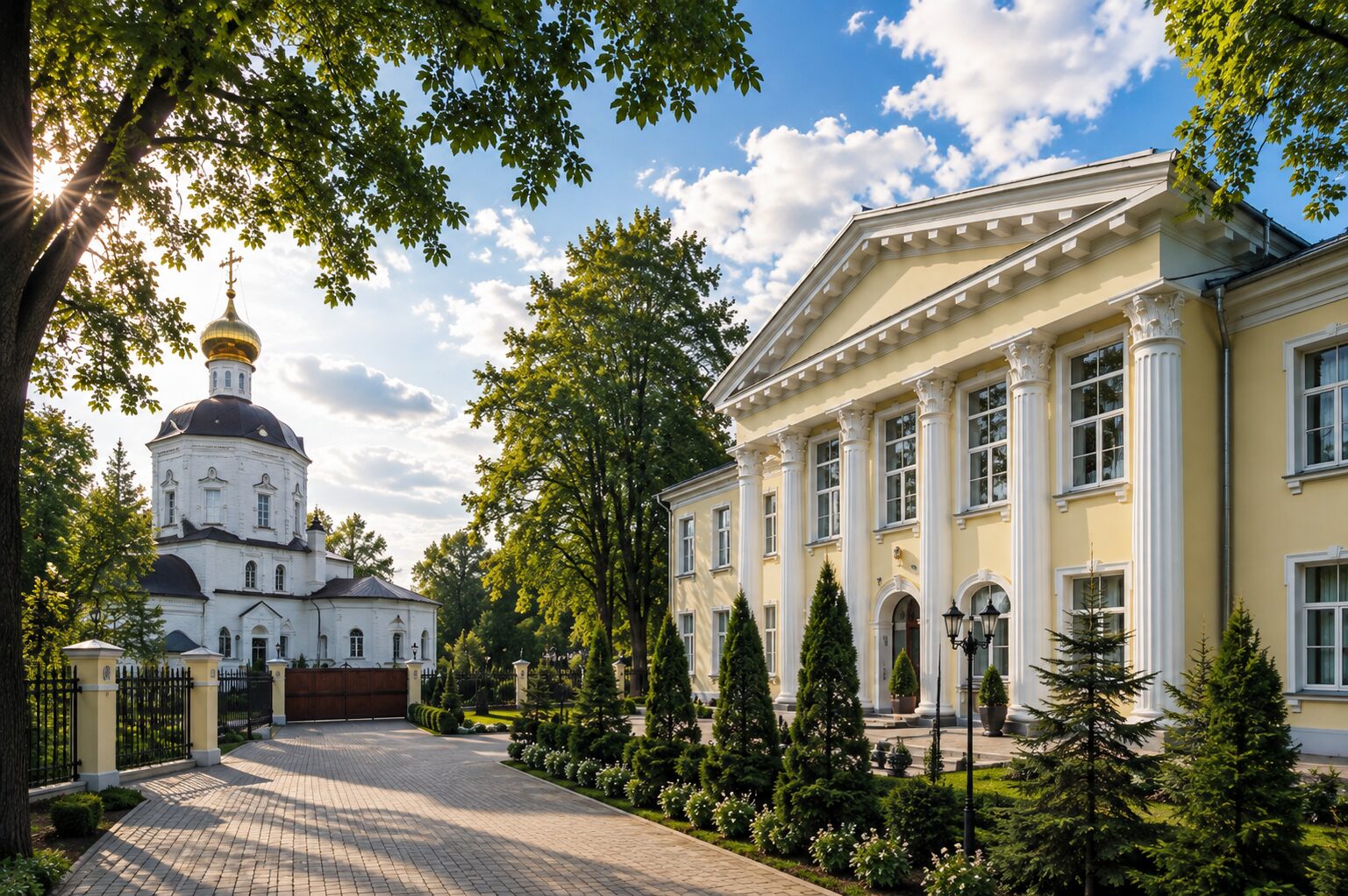 Резиденция «Династия» и старинный храм по соседству